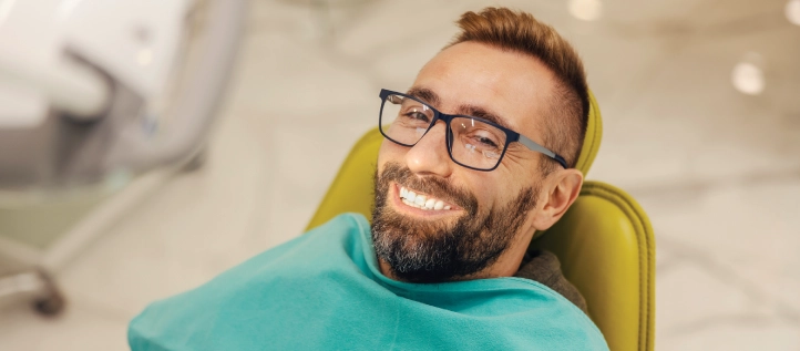 Male patient in dentist chair before dental extraction