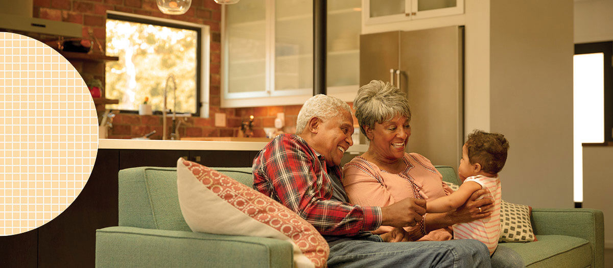 Elderly couple with their grandkid