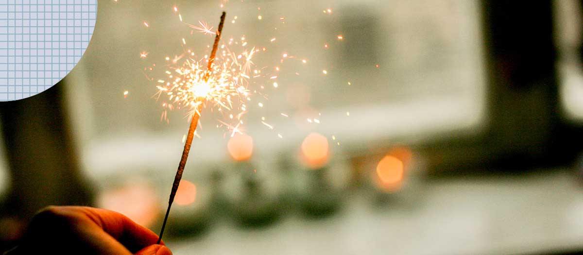 Sparkler sparkling on new years eve